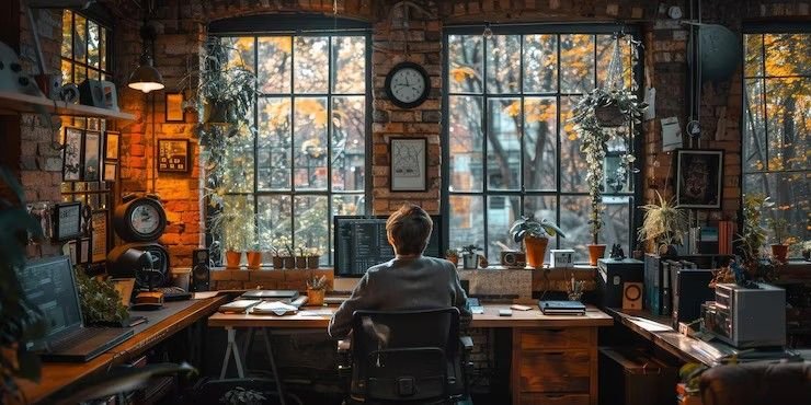home office in converted garage
